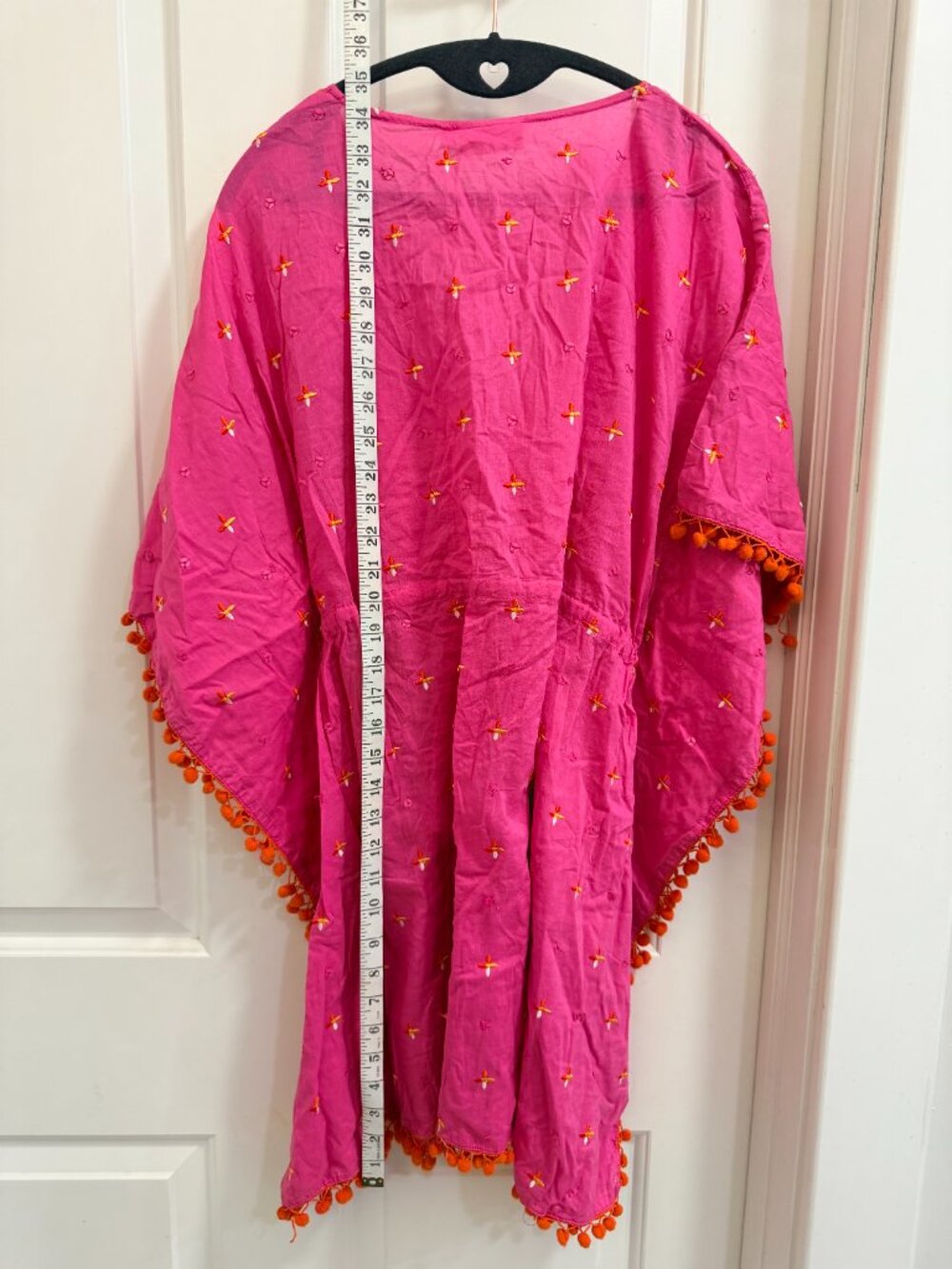 Shiraleah Pink Embroidered Pom Pom Cover Up NWT - Picture 8 of 11